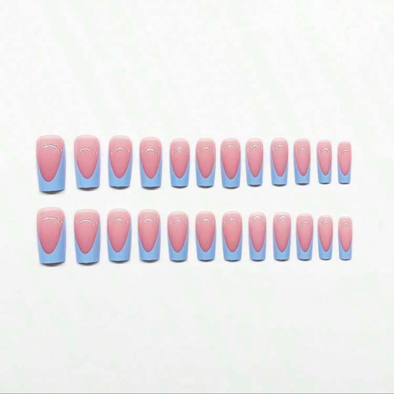 192pcs French Tip Press-On Nails Square Medium Length False Nails, Glossy Acrylic Nail Tips with Reusable Sticky Glue, Mixed Colors, Almond Shape, Matte Finish, Perfect for Women & Girls, Nail Art Decoration